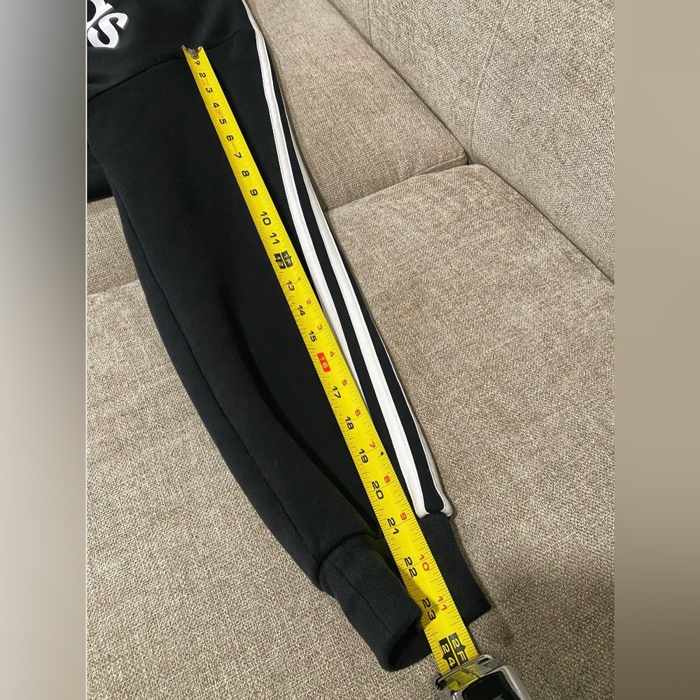 Black/White Adidas Mens Essentials 3-Stripes Pullover Hoodie Sz LG - Picture 4 of 5